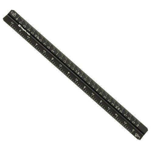 Niigata Seiki SK Made in Japan Aluminum Triangular Scale, Kaidan Graduations, for Architects, 15cm, TSBA-15KD, Black