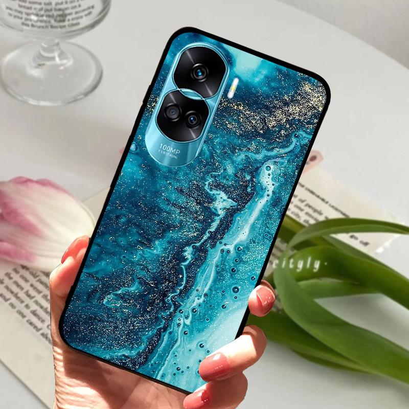 Voor Honor 90 Lite Honor90 Pro 5G Hoesje Siliconen Zacht Geschilderd Zwart Bumper Funda Coque voor HONOR 90 Pro 90Lite Beschermtas