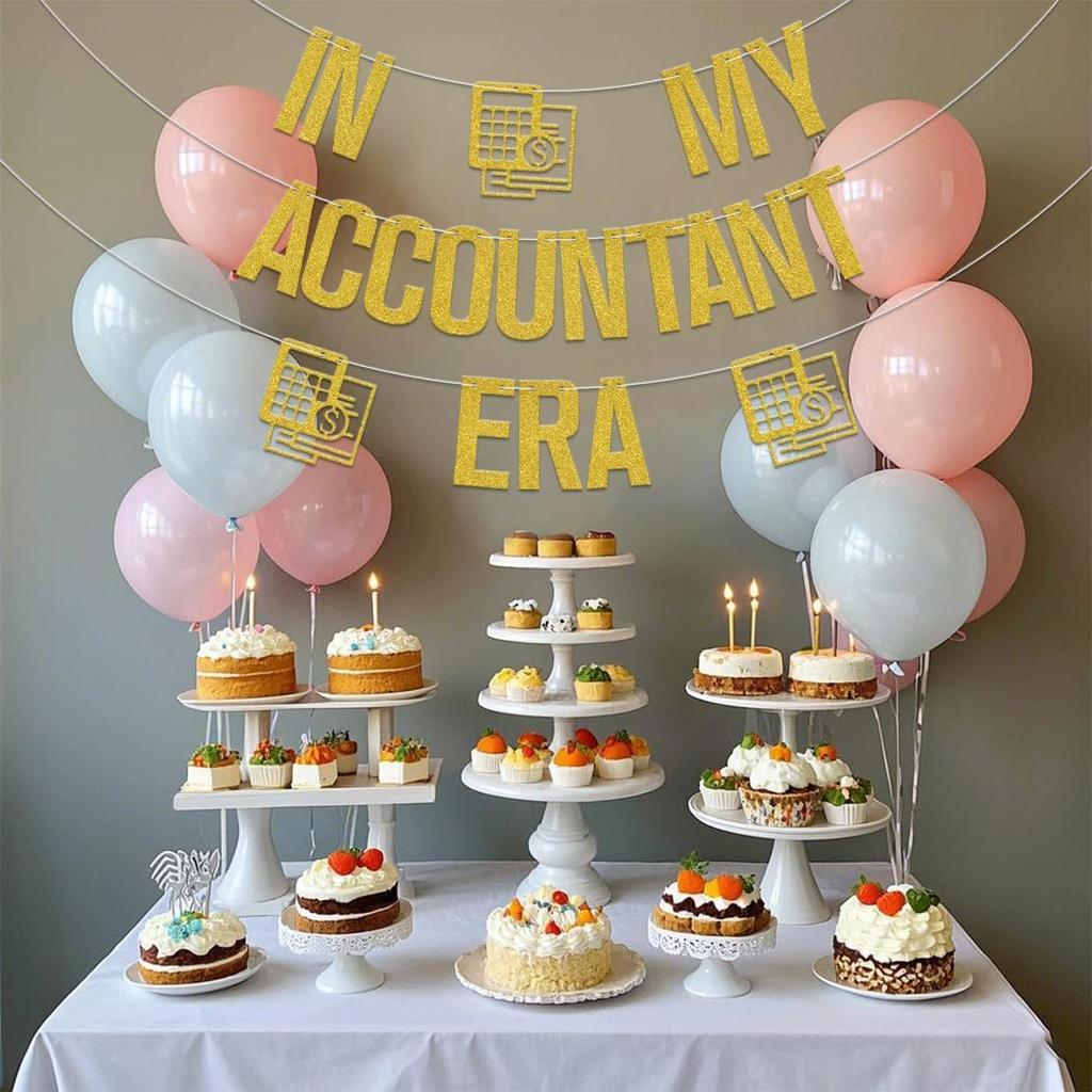 In My Accountant Era Banner,2025 International Accounting Day Party Decoration,Class of 2025 Congrat Accounting Graduation Party Supplies Gold