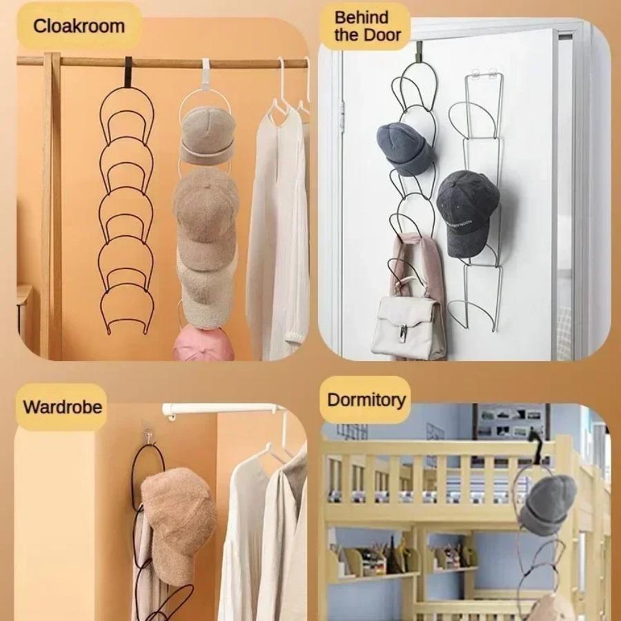 5 Hooks Storage Rack Hat Rack Hook Scarf Bag Baseball Cap Rack Organizer Storage Door Hanger Storage for Closet Bedroom