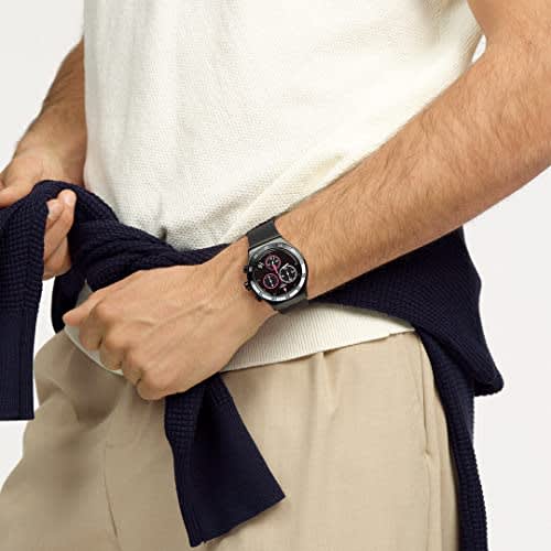 Swatch MAGENTA AT NIGHT NEW IRONY CHRONO Wristwatch YVB413 Black