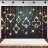 Casino Poker Chips Theme Birthday Party Decorations Playing Cards Money Golden Glitters Red Curtain BalloonS Cake Topper Banner