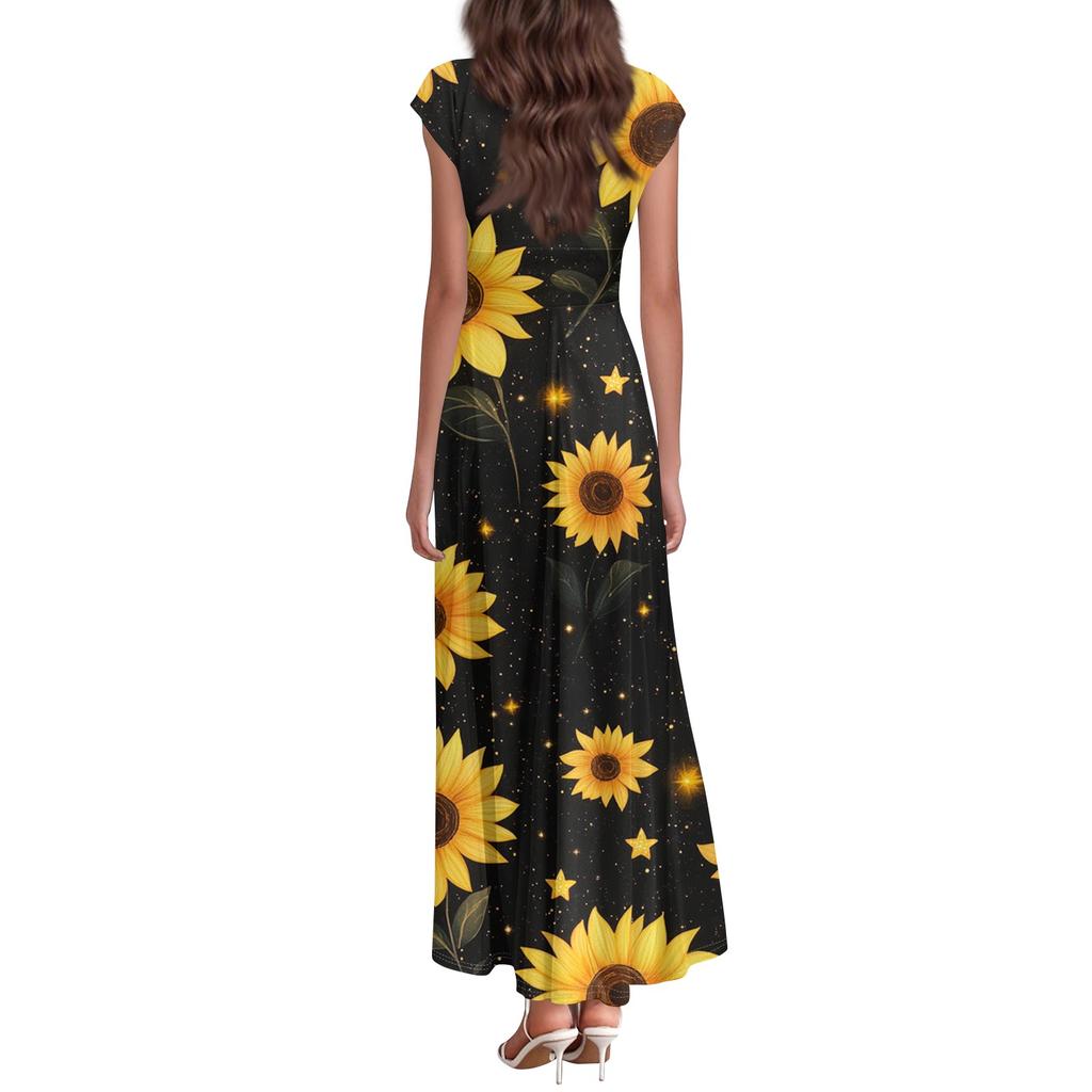Boho Dress For Women Casual Loose Fit Summer Sundress Floral Print Dress With Pocket