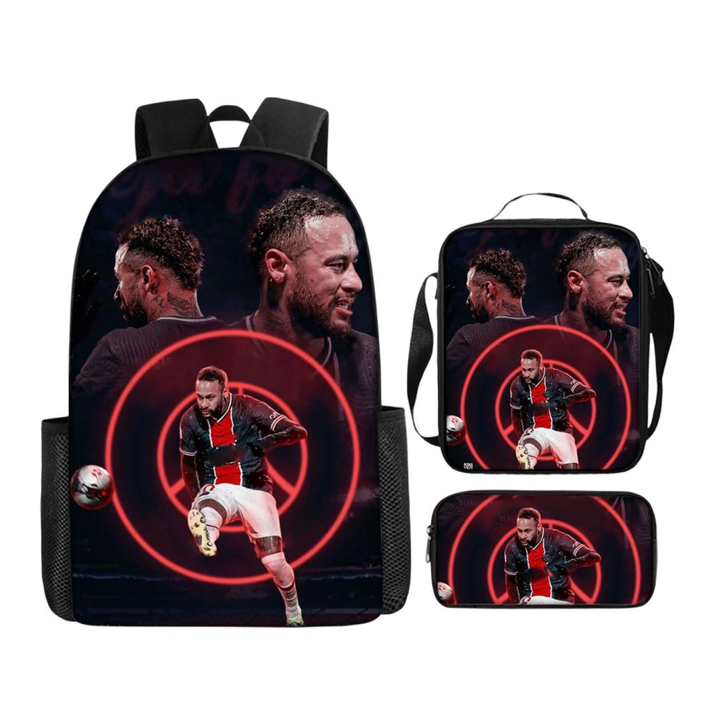 Casual Printed Backpack Large Capacity School Bag Pencil Case Lunch Bag Three Piece Set Suitable for Daily Use Travel and Outdoor Activities