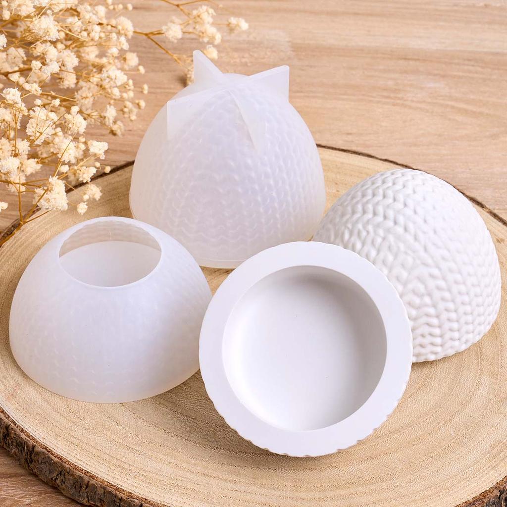 3D Knitting Yarn Egg Candle Jar Silicone Mold DIY Easter Ornaments Making Plaster Resin Storage Box Flowerpot Molds Craft Gifts