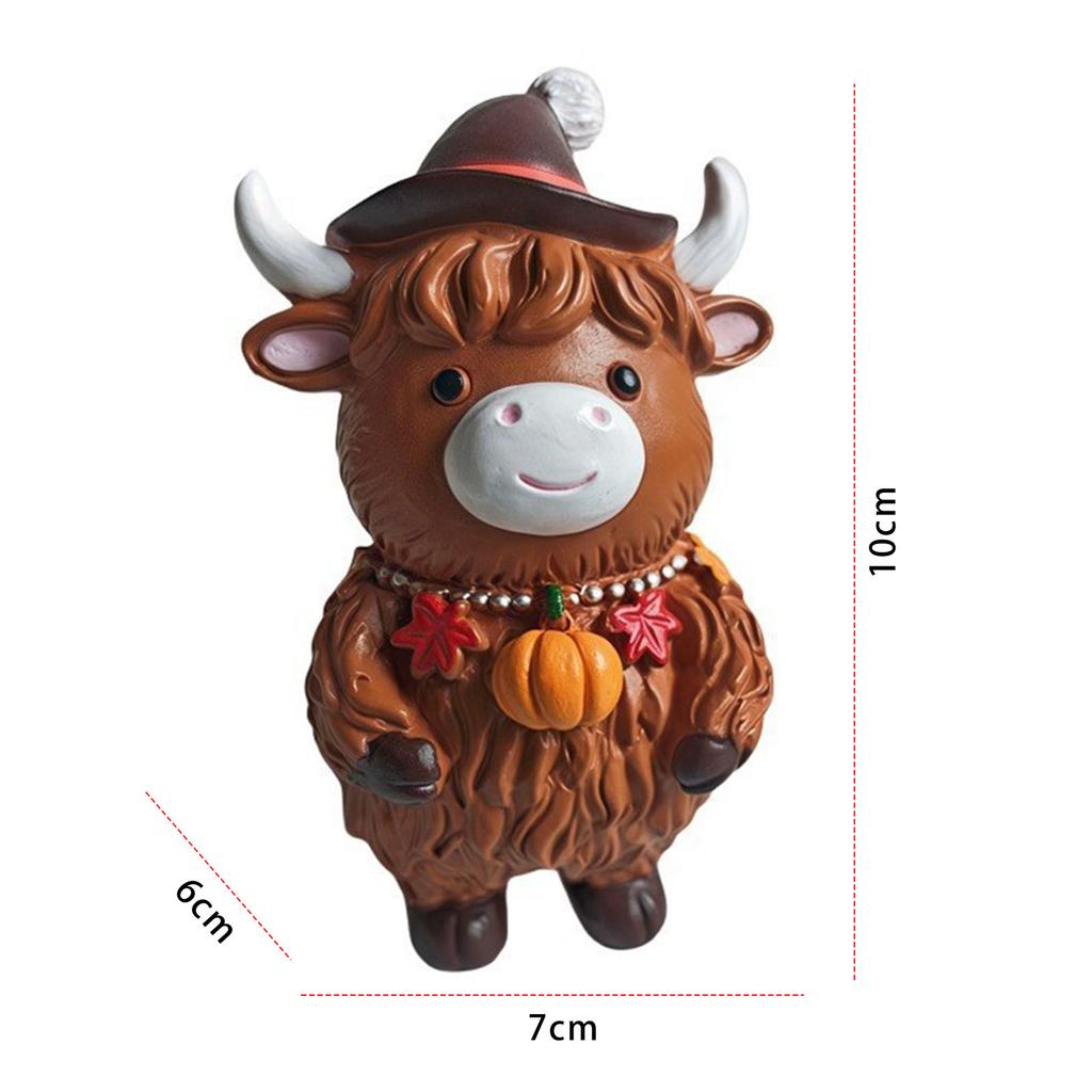 Söt Highland Cow Figurin med Tomtemössa Highland Kalv Skrivbordsdekoration Härlig Juldekoration Gåva för Trädgård Bord Hylla