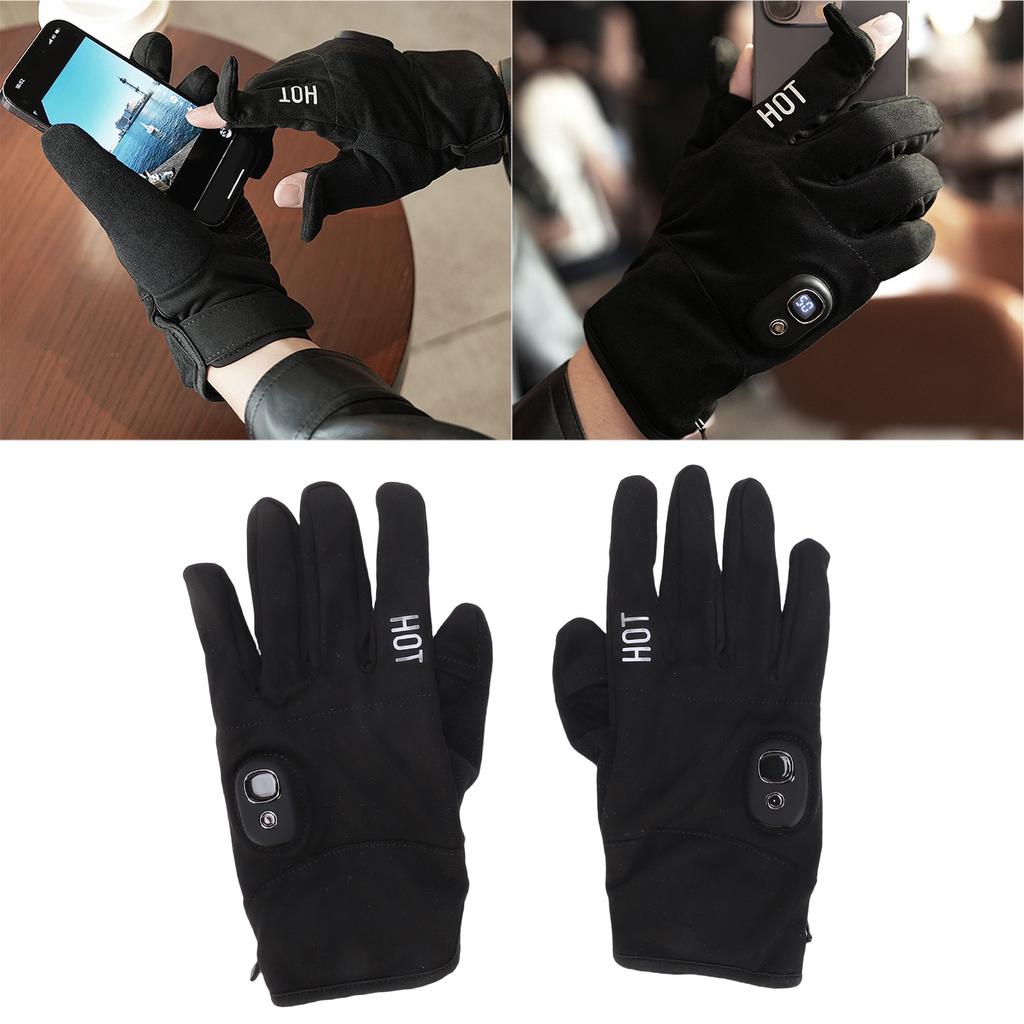 Electric Heated Winter Gloves USB Charging Heated Riding Motorcycle Gloves for Outdoors Cycling