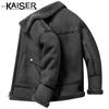 KAISER Men's Genuine Sheepskin Leather Jacket
