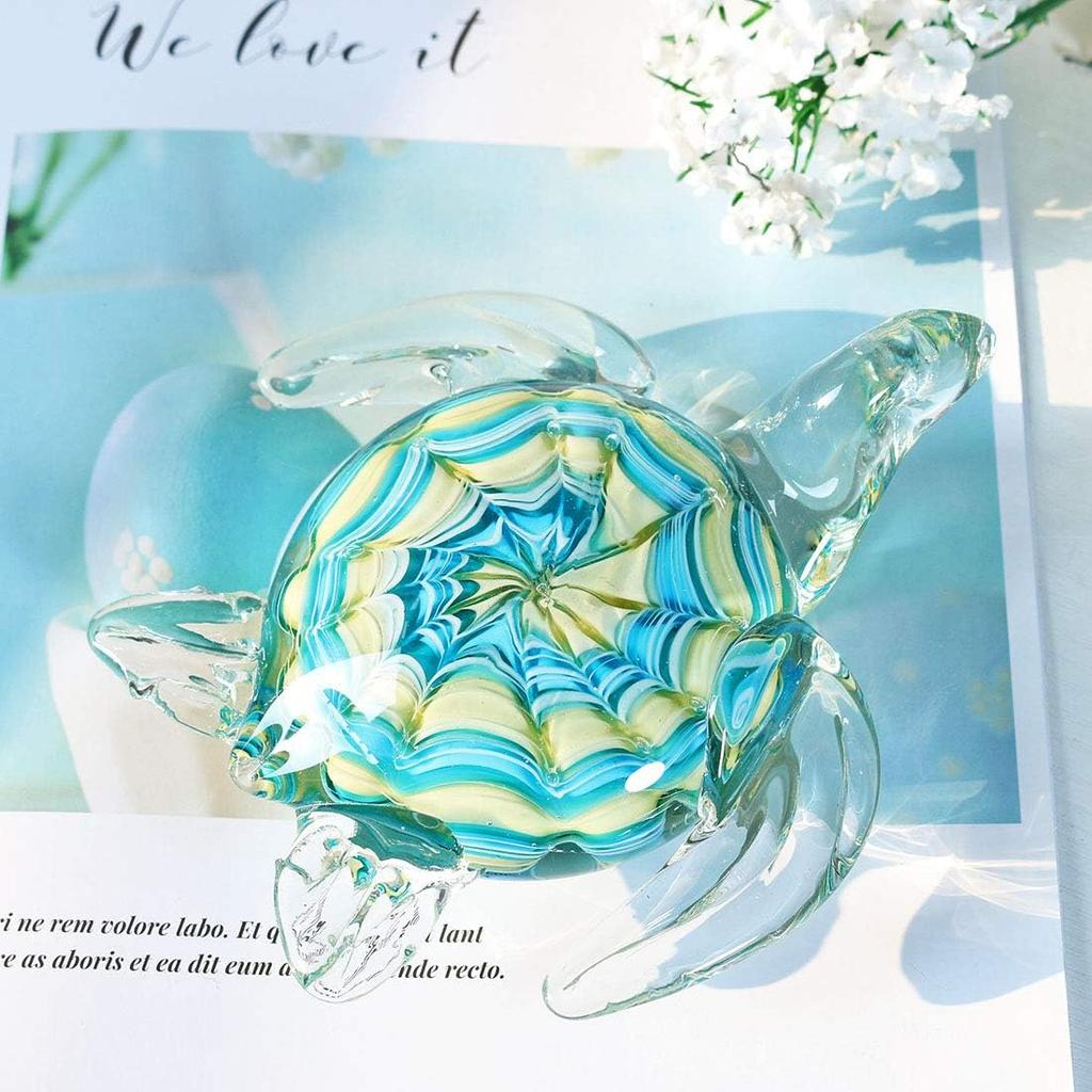 QFkris Qf Handmade Glass Figurine Blown Sea Turtle, Glass Sculpture, Home Decor, Birthdat Present