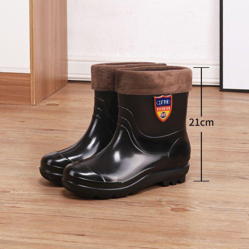 Rain shoes men's anti-men's rain boots non-slip fishing shoes long overshoes beef tendon sole thickened velvet