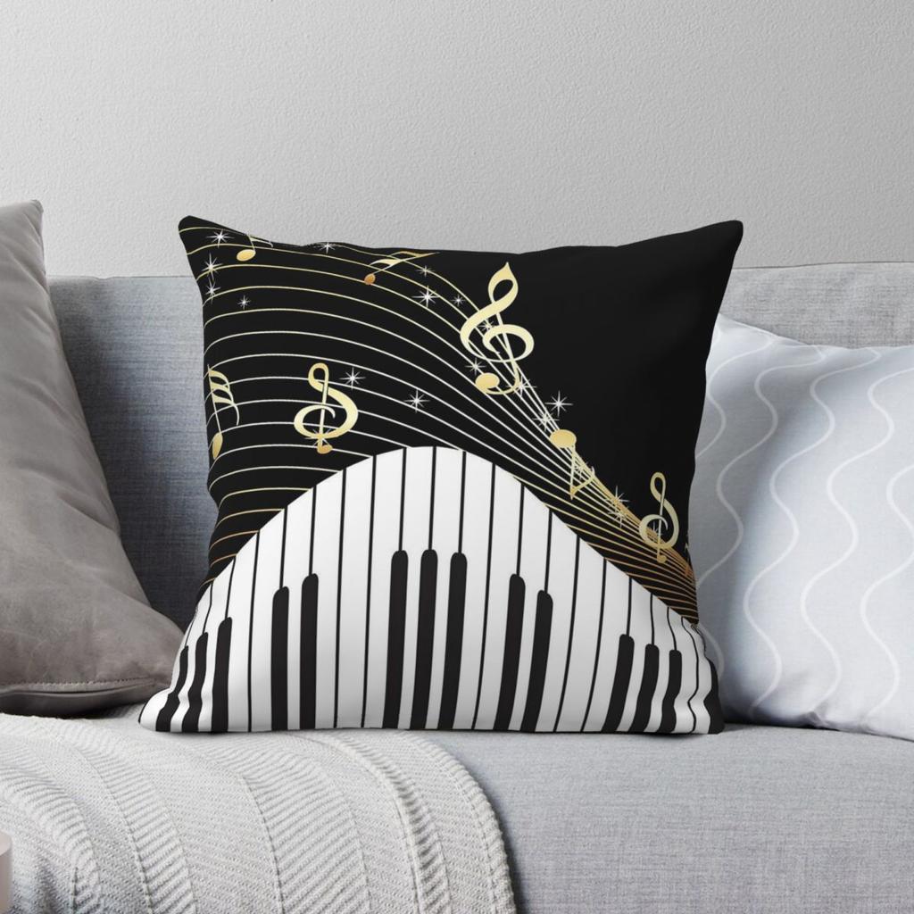 Ivory Keys Piano Music Pillowcase Polyester Linen Velvet Printed Zip Decor Throw Pillow Case Car Cushion Cover