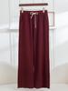 Ice Silk High-Waist Loose Wide-Leg Pants for Women, Drawstring Elastic Waist, Soft and Versatile for Spring and Autumn