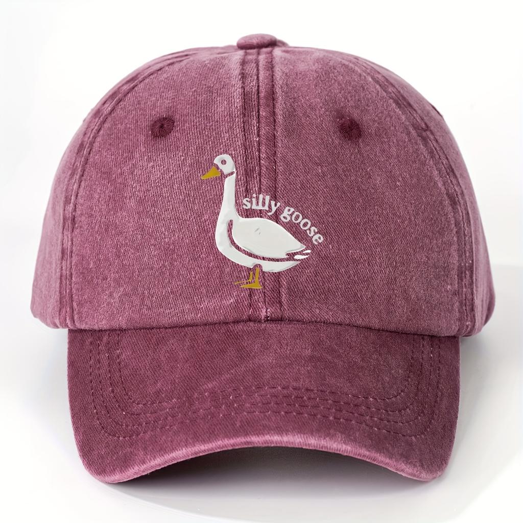 SILLY GOOSE Printed Casual Trendy UnisexS Washed Vintage Baseball Cap Fashionable Outdoor Urban Style Unisex Dad Hat Suitable fo
