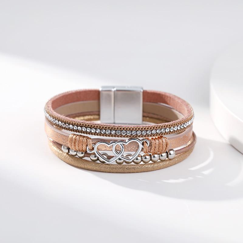 Multi Layer Leather Bracelet for Women Heart Accessories  Stylish Ladies Hand Jewelry Gift