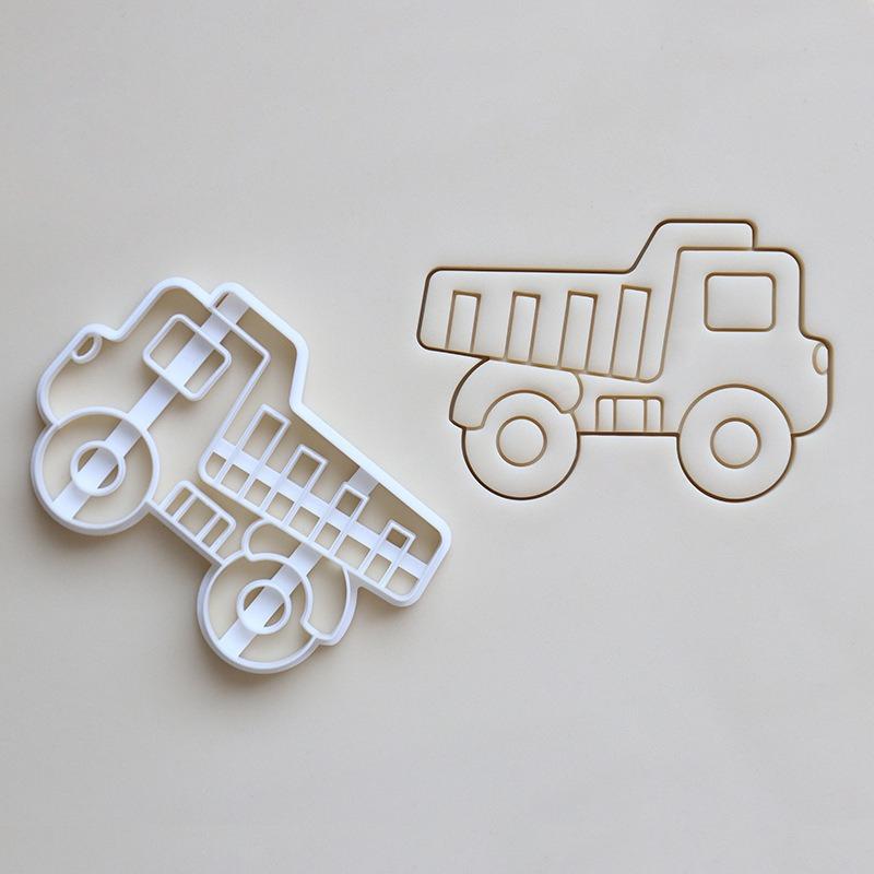 New Creative Cookie Cutter Plastic Excavator Dump Truck Design Mold Stamp for Making Children's Party Cookie DIY Baking Supplies