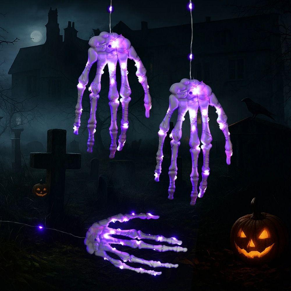 LED Glowing Skeleton Hand Handmade Halloween Decorative Lights  Indoor Outdoor