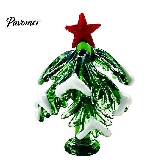 Decorative Colorful Glass Tree Christmas Figurine, Handmade Santa Deer Desk Decor, Unique Desktop Gift Miniature Holiday Tabletop Ornament for