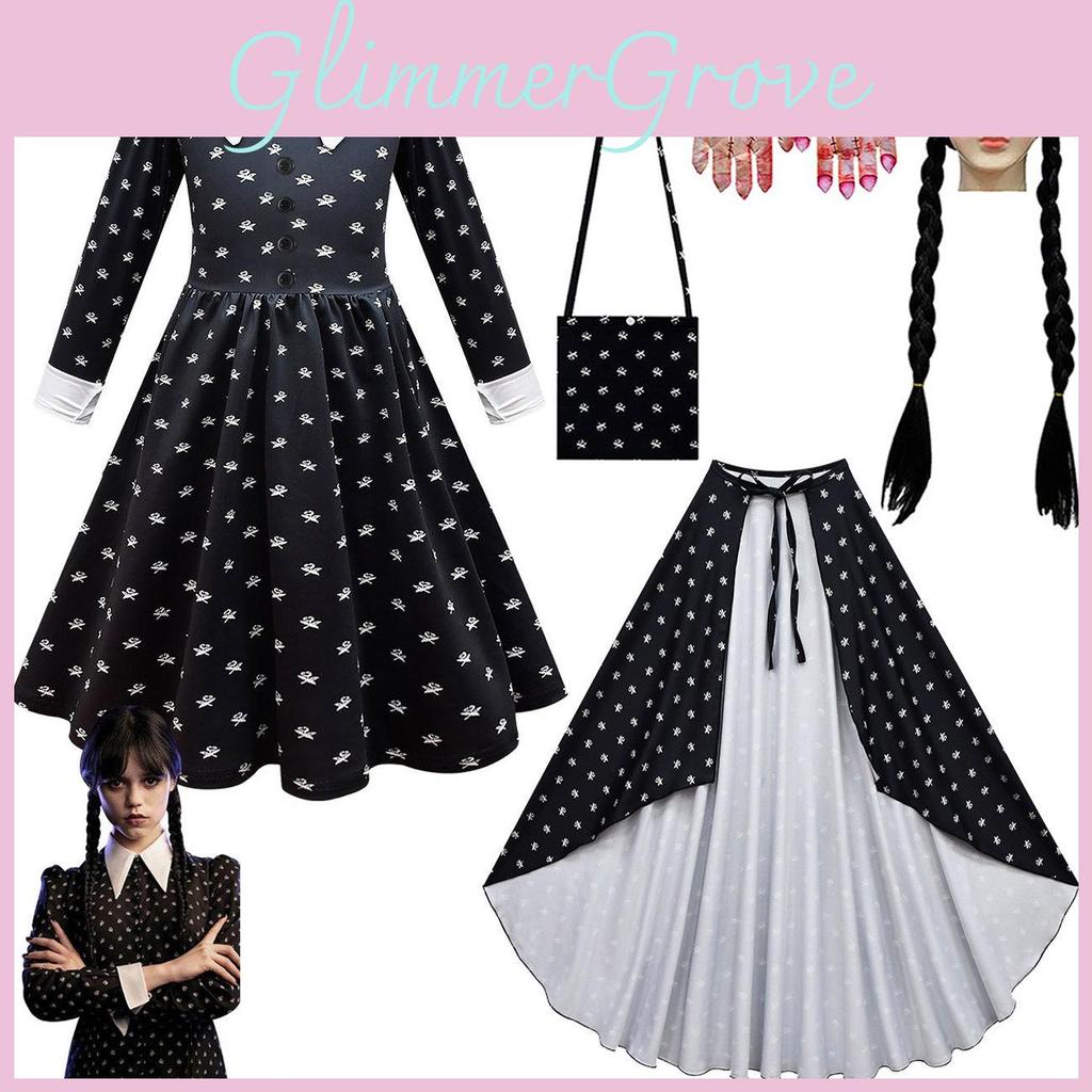 The Addams Family Wednesday Costume For Girls With Polyester Fabric For Halloween Parties And Cosplay