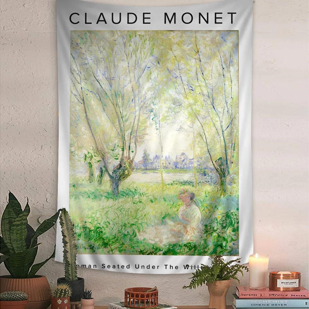 

VIKAMA Artistic Style Monet Water Lilies Tapestry Bedroom Atmosphere Enhancer Living Room Wall Decor Tapestry Room Decoration 74x94cm(29x37in)