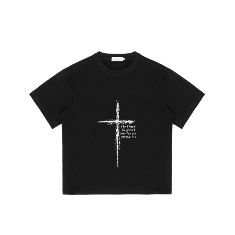 Black T Shirt with Cross and Bible Verse for I Know The Plans I Have for You Jeremiah 29 11 Christian Casual Wear