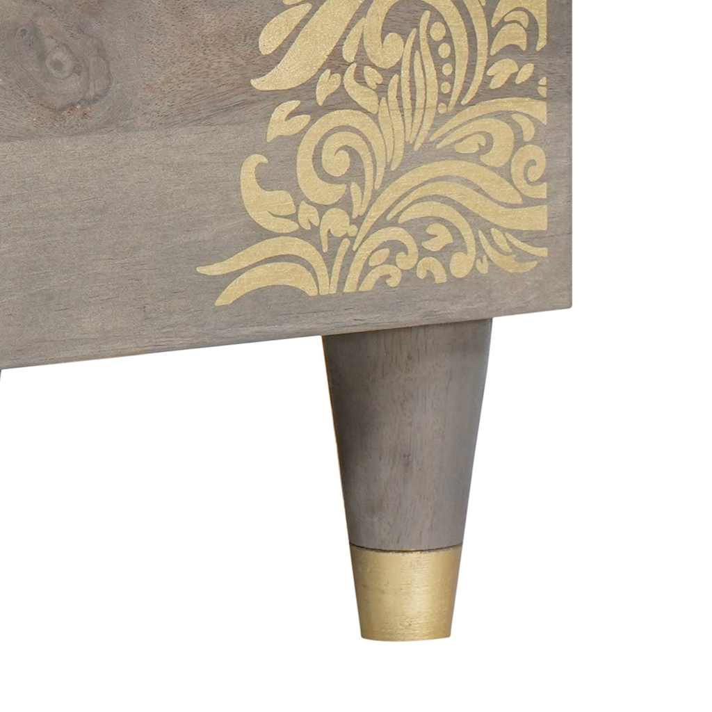Sideboard Gray and Gold 80 x 33 x 75 cm Solid Mango Wood