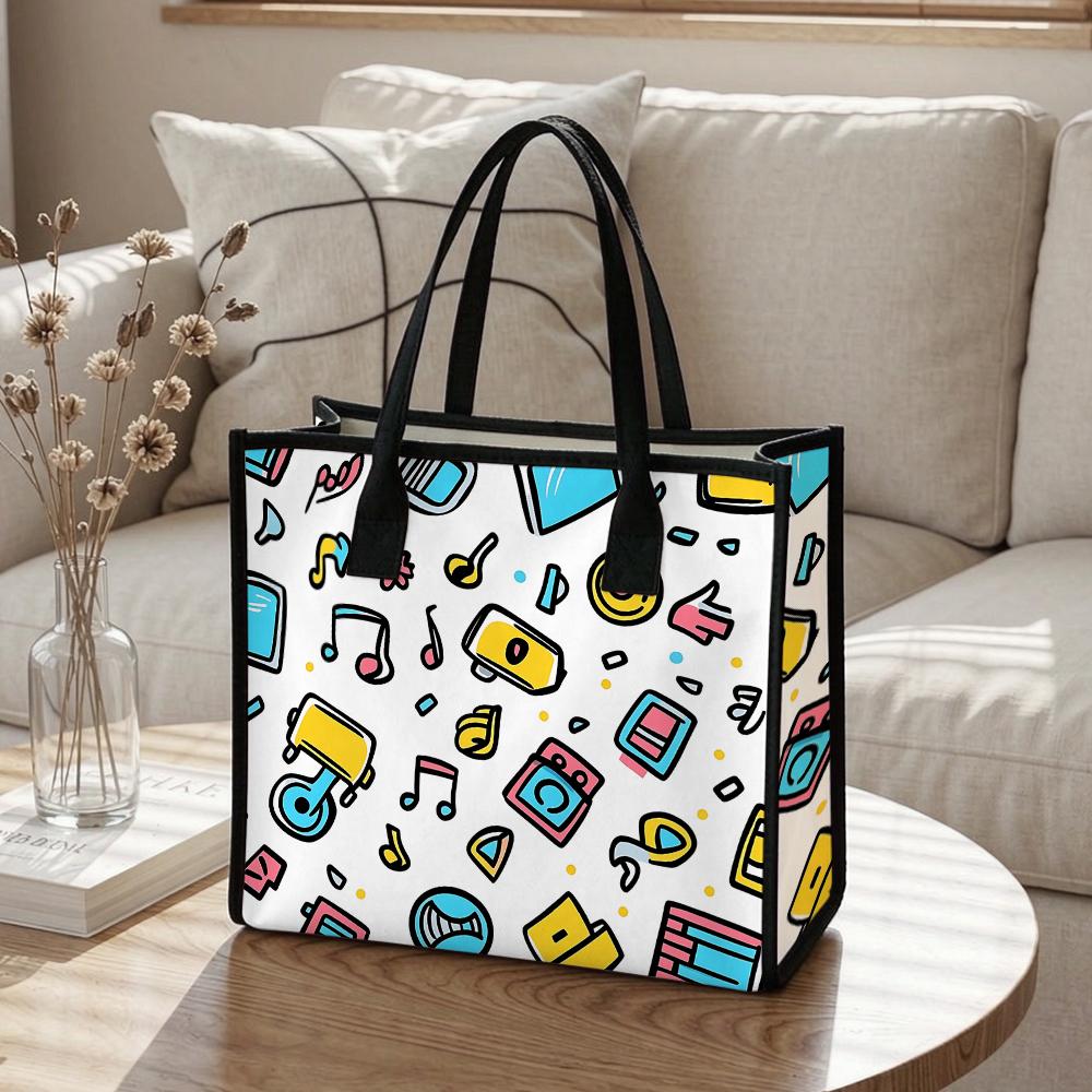 Cute Graffiti Tote Bag Casual Portable Daily Shopping Handbag For Women Outdoor Use