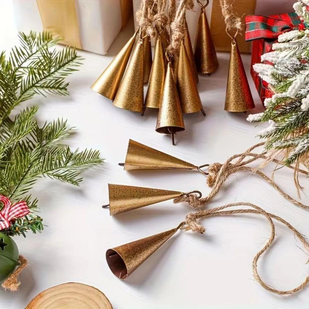 6Pcs Vintage Antique Finished Hanging Bell Hangable Xmas Tree Pendant Tree Decorations
