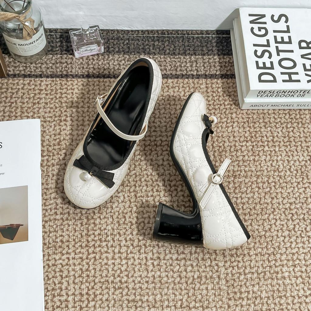 Mary Jane High Heels Women Wear High-end Sense Small Fragrance French Retro Single Shoes Women Soft Soles Not Tired Feet Shoes Women