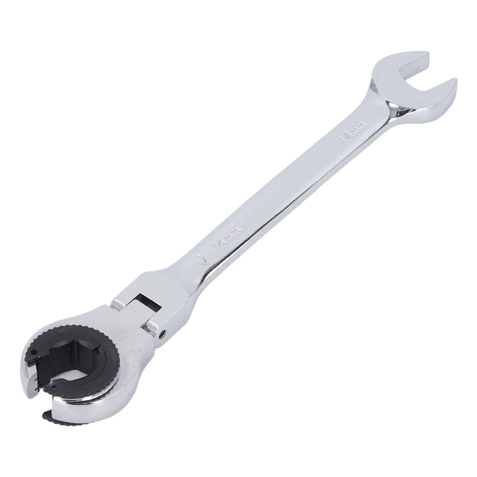 Flexible Head Gear Wrench 14mm Flare Nut Flex Gear Wrench Flex Head Ratchet Combination Wrench Open Design for Fuel Brake Air Conditioning Pipe Nuts C