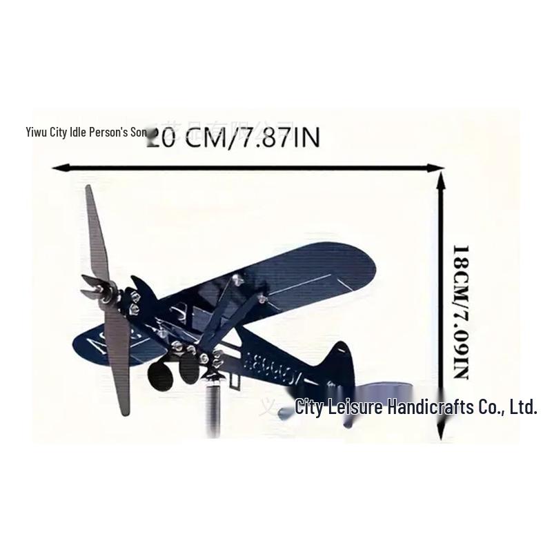 

Флюгер літак: Металевий садовий вітряк для зовнішньої прикраси Dark Blue Airplane Small