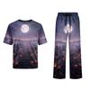 Men's Short Sleeve Pajama Set with Button Fly and Elastic Drawstring Waist - and Sleepwear