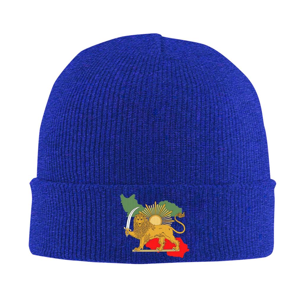Persia Map & Flag Beanie Hats  Knit Hat Unisex Women Y2K Cool Elastic Caps Autumn Hippie Graphic Bonnet Hats