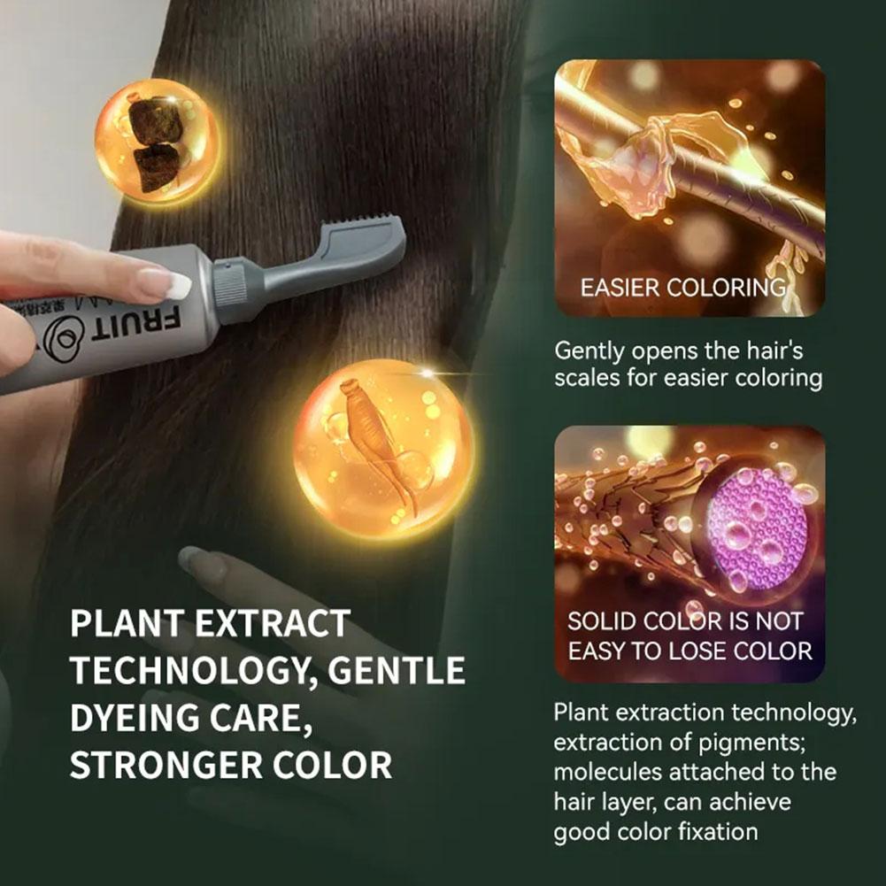 80ml Fruit Essence Hair Dyeing Comb Hair Color Cream Black Brown For Women Grandma Grandpa