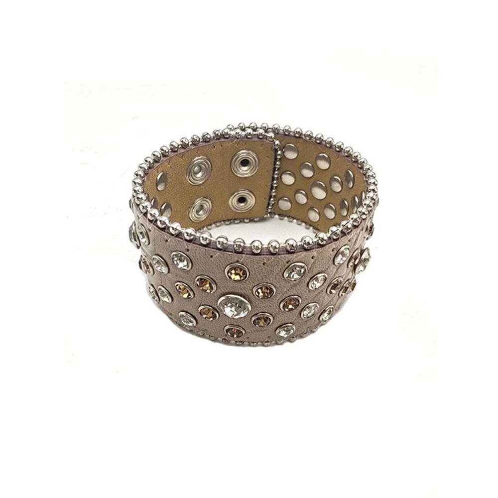Spicy Girl Rhinestone Bracelet Adjustable Hip-Hop Bangle Jewelry Pu Leather Bracelet  Party