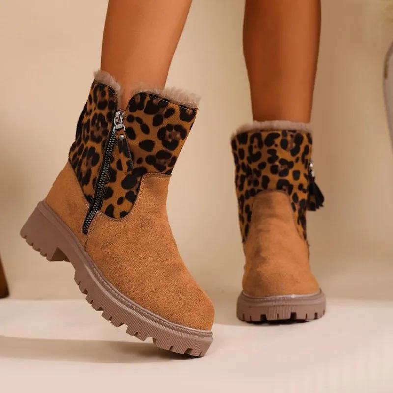Women's Snow Boots Winter High Top Cotton Shoes Fashion Faux Suede Casual Ankle Boots Plush Warm Winter Boots Women Fur Booties