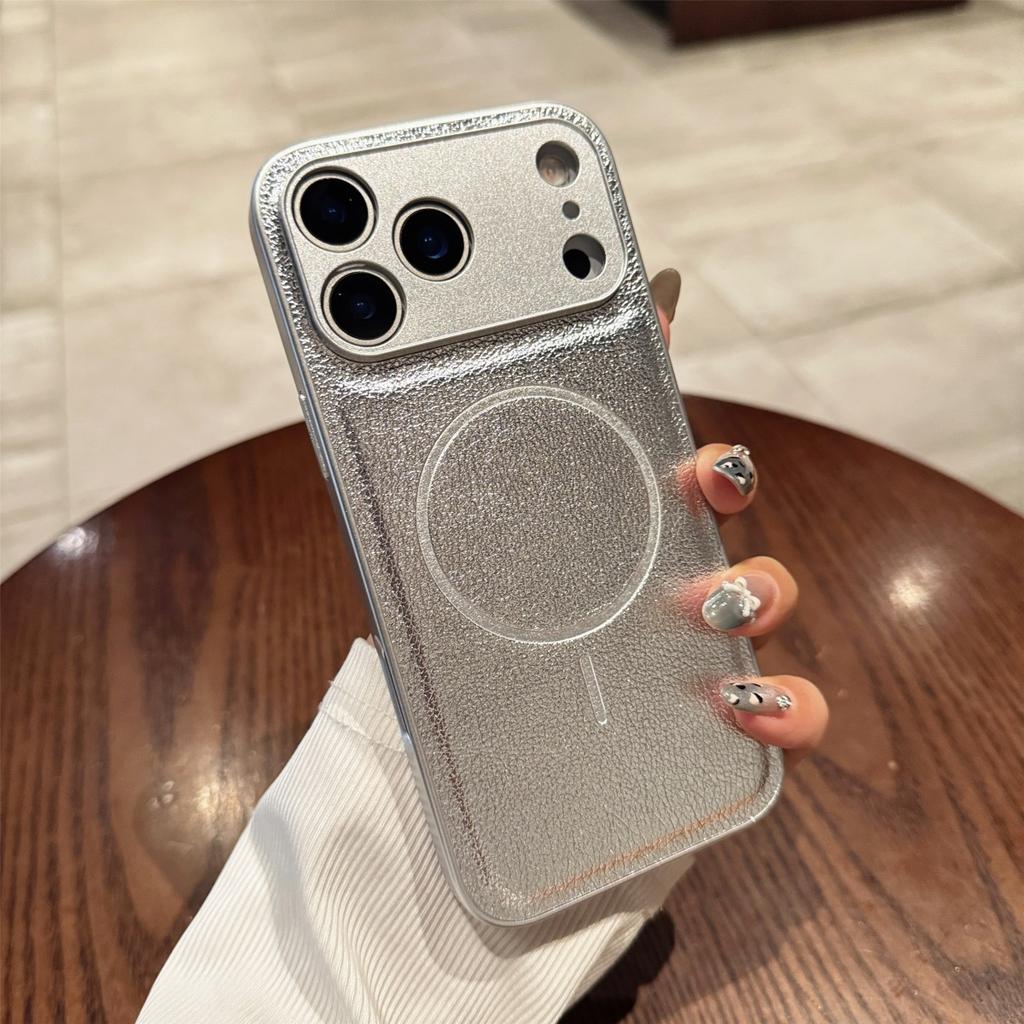 Business Vegan Leather For Magsafe Magnetic Case For iPhone 17 Air 16 15 14 Plus 13 12 11 Pro Max Solid Color Shockproof Cover