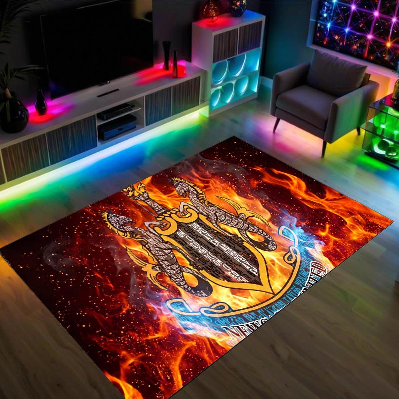 Newcastle United Football Design Crystal Velvet Carpet Cozy Non?Slip Printed Rug For Bedroom Living Room Entrance