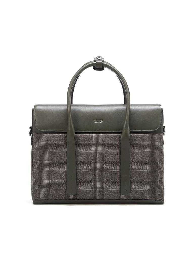 Bvp Check Pattern Genuine Cowhide Briefcase T1038