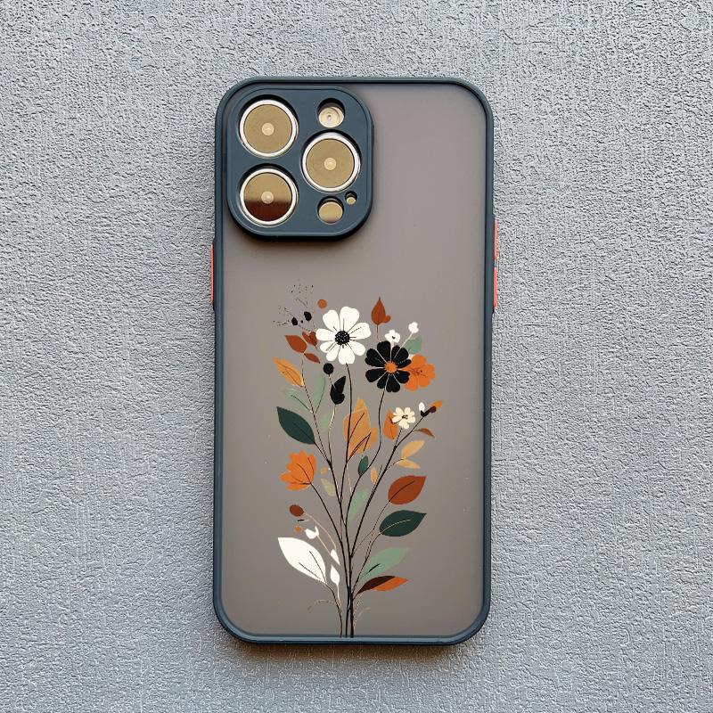 Winter Branches Leaves Flowers Phone Case For iPhone 16 15 14 Plus Pro Max 13 12 Mini 11 Pro Max X XS XR Shockproof Bumper Cover