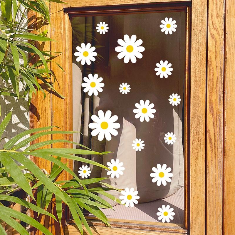 White Daisy Flower Wall Stickers Kids Room Living Room DIY Art Decas Baby Nursery Home Decoration PVC Window Sticker