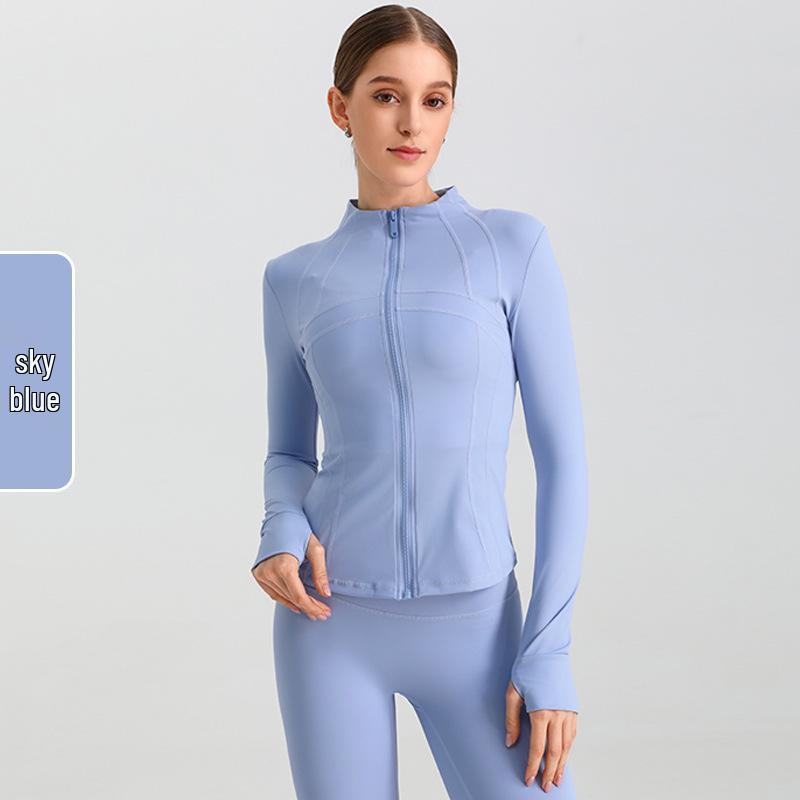 Damen Herbst/Winter Schlankmachendes Yoga-Top mit Daumenlöchern - Langarm-Sportjacke für Outdoor-Fitness