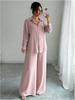 Spring Fashion Plus-Size Women's Two-Piece Set: Linen-Style Shirt & High-Waisted Loose Pants