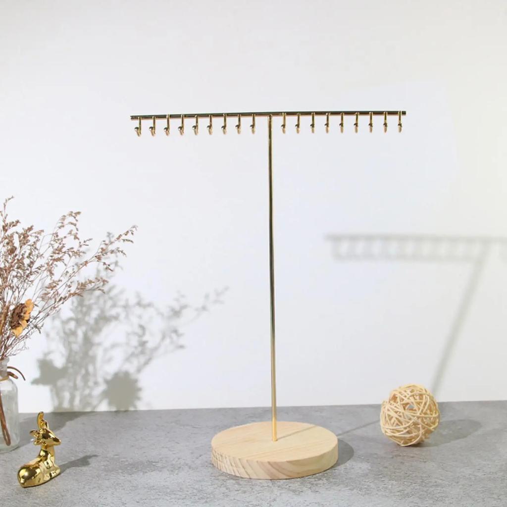 Elegant Iron Necklace Display Holder Effective Iron Necklace Holder with Wood Base Sturdy Jewelry Display Stand Rack
