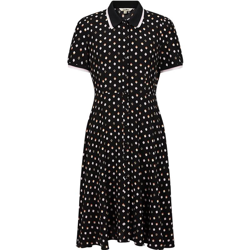 

Joyzone Floral Print Lapel Waist Midi Dress 2XL