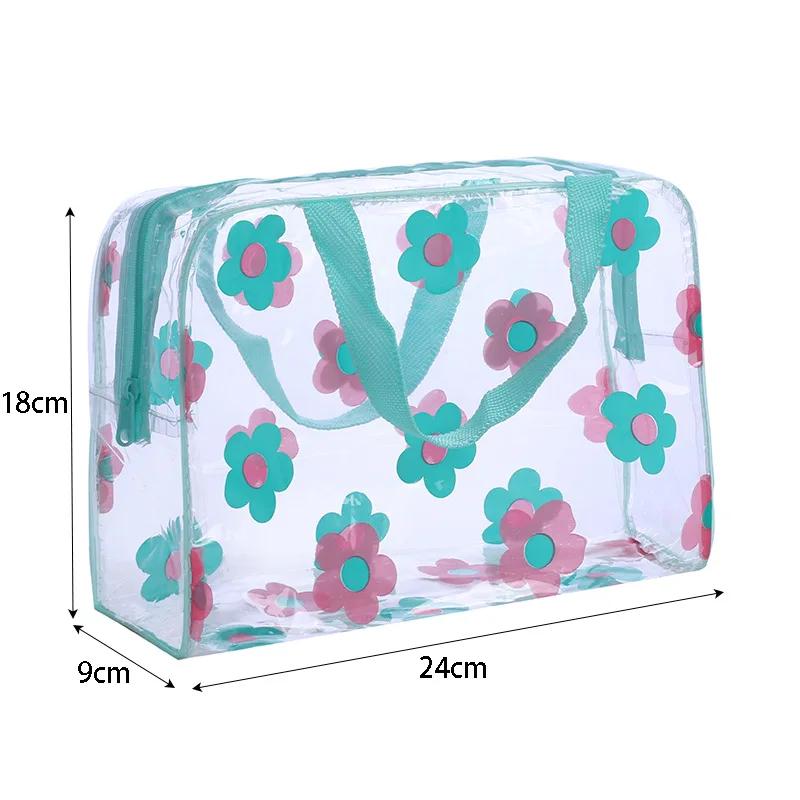 Transparent PVC Makeup Bags Portable Women's Floral Waterproof Cosmetic Bag Travel Washing Toiletry Shower Storage Pouches