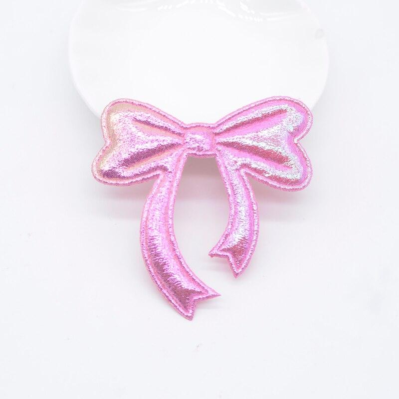 20Pcs 60*60mm Shiny Leather Bow Tie Appliques for Clothes Hat Sewing Supplies Patches DIY Headwear Hair Clips Decor Accessories