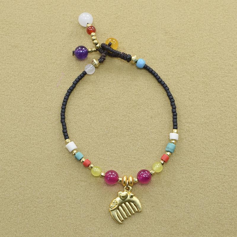 New Ethnic Style Retro Woven Fashion Women 'S Bracelet Adjustable Gemstone Beaded Antique Charm Yoga Bracelet Female Jewelry