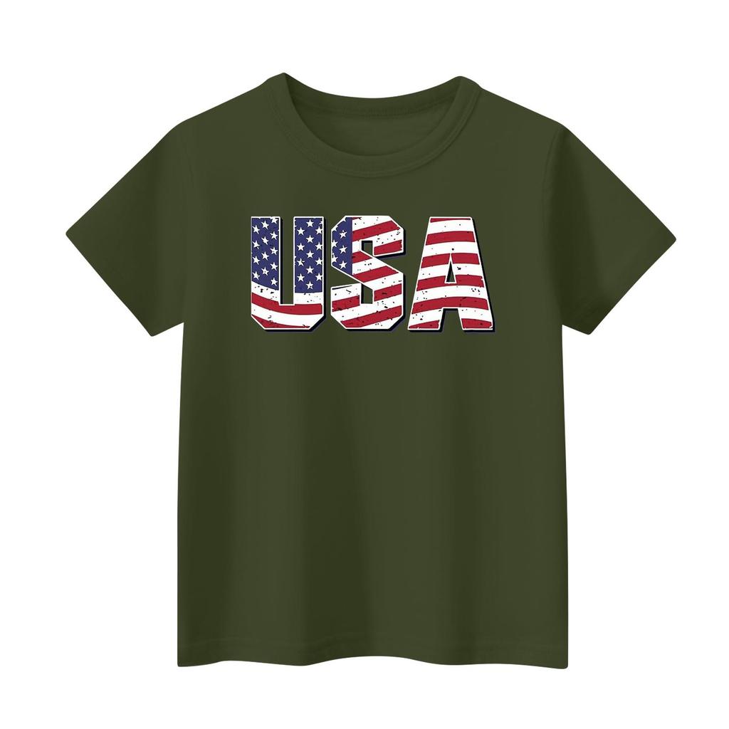 Men's Short Sleeve Loose Fit T Shirt with USA Flag Print Crew Neck Casual Summer Top for Daily Wear Holiday Events