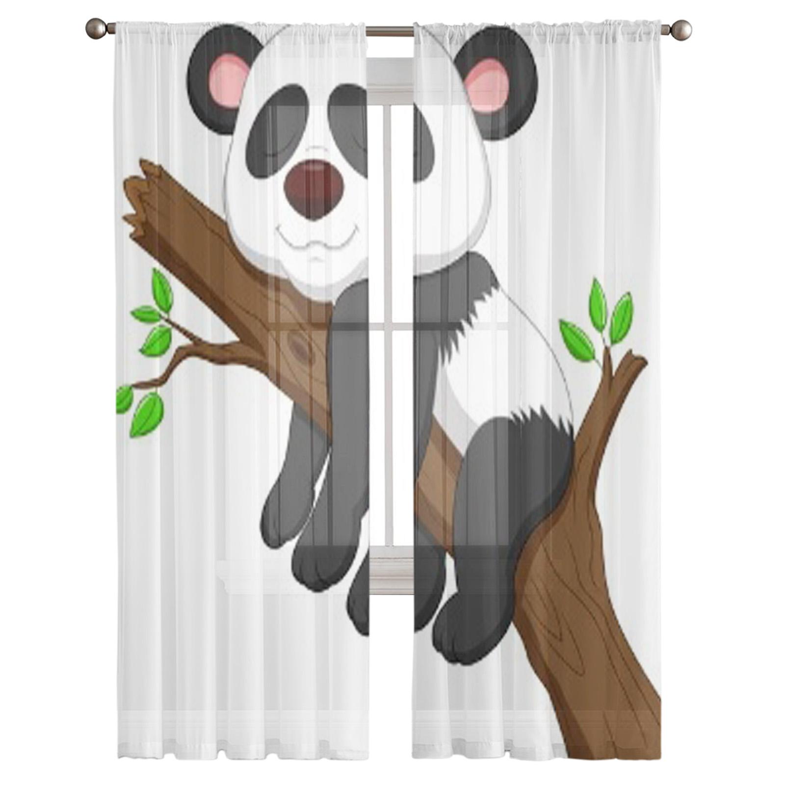 Спящая панда мультфильм роскошные шифоновые прозрачные шторы для гостиной спальни — фото 2