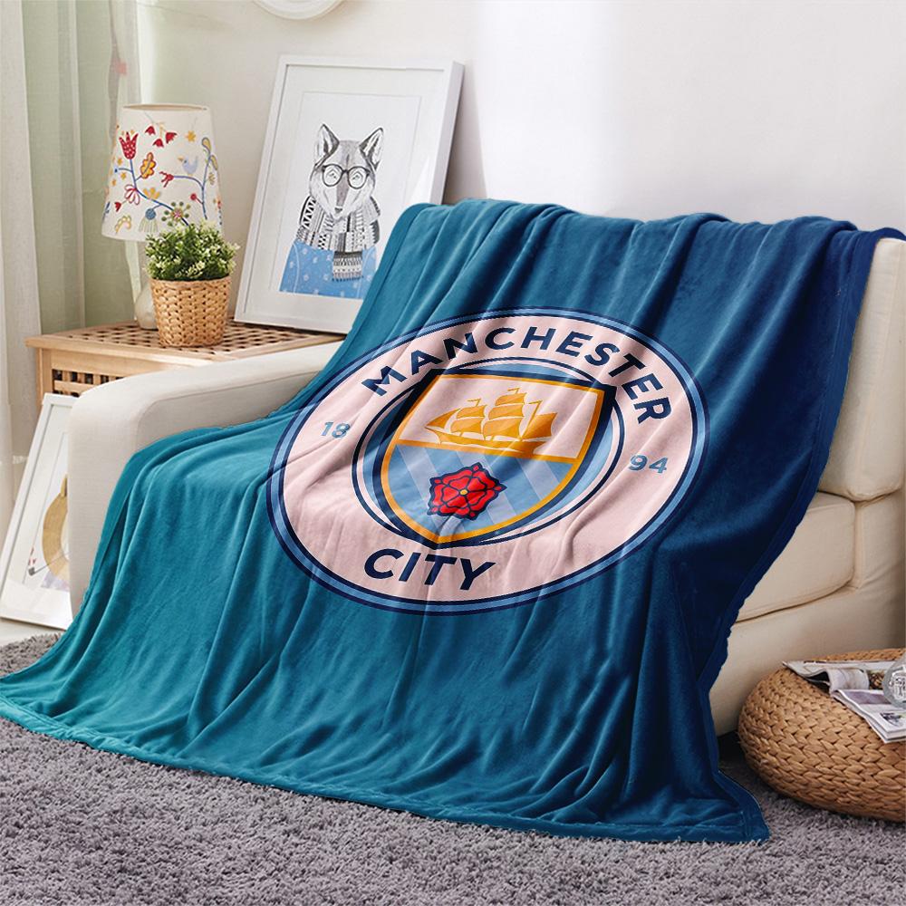 Man City Flannel Blanket, High quality Comfortable for All Seasons, Home Decor, Warmth and Comfort